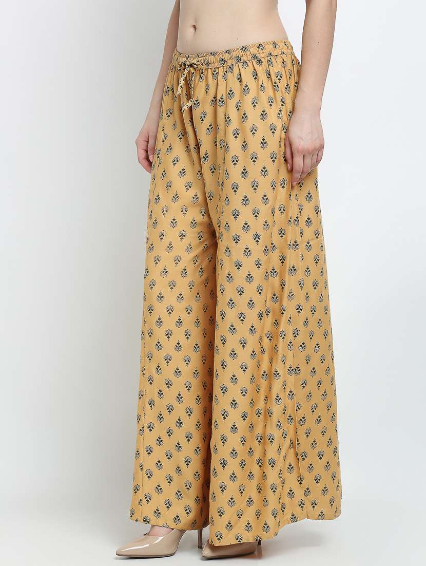 beige rayon flared palazzo - 19125459 -  Standard Image - 1