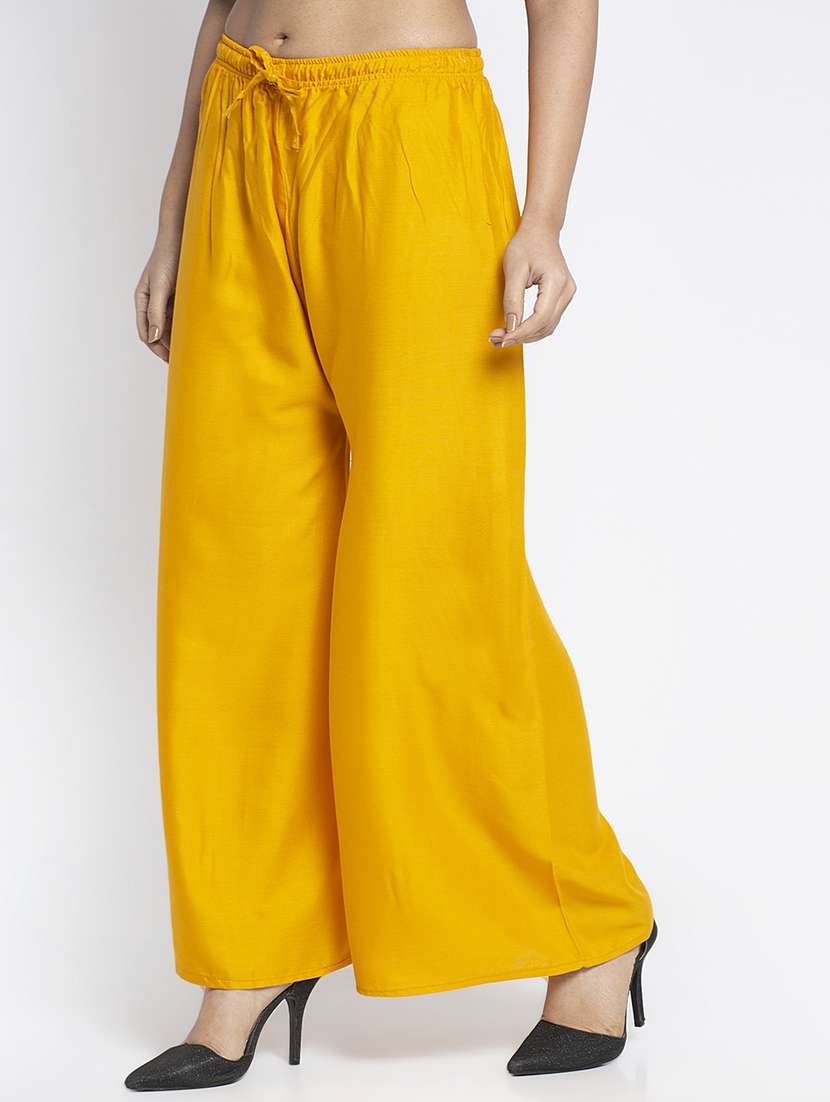 yellow rayon cullottes palazzo - 19125510 - Standard Image - 1