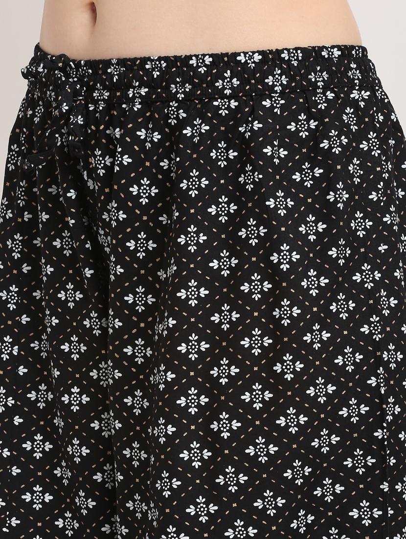 black rayon flared palazzo - 19125511 - Standard Image - 4