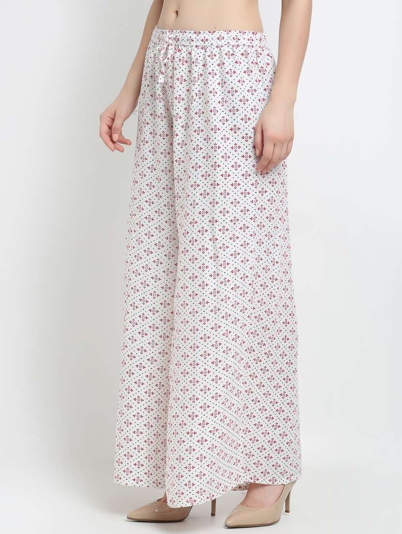 white rayon flared palazzo - 19125512 - Standard Image - 1