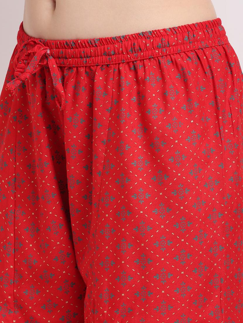 red rayon flared palazzo - 19125513 - Standard Image - 4