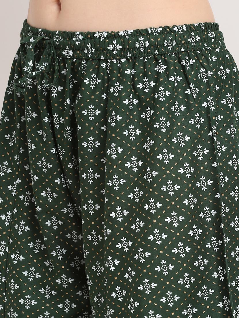 green rayon flared palazzo - 19125517 - Standard Image - 4