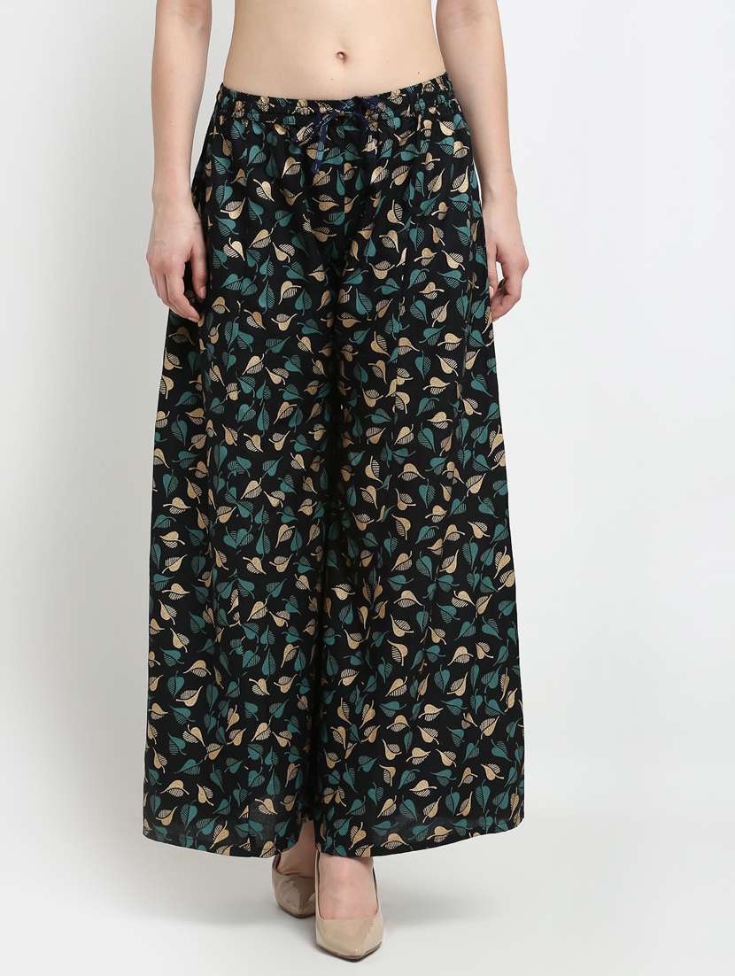 black rayon flared palazzo