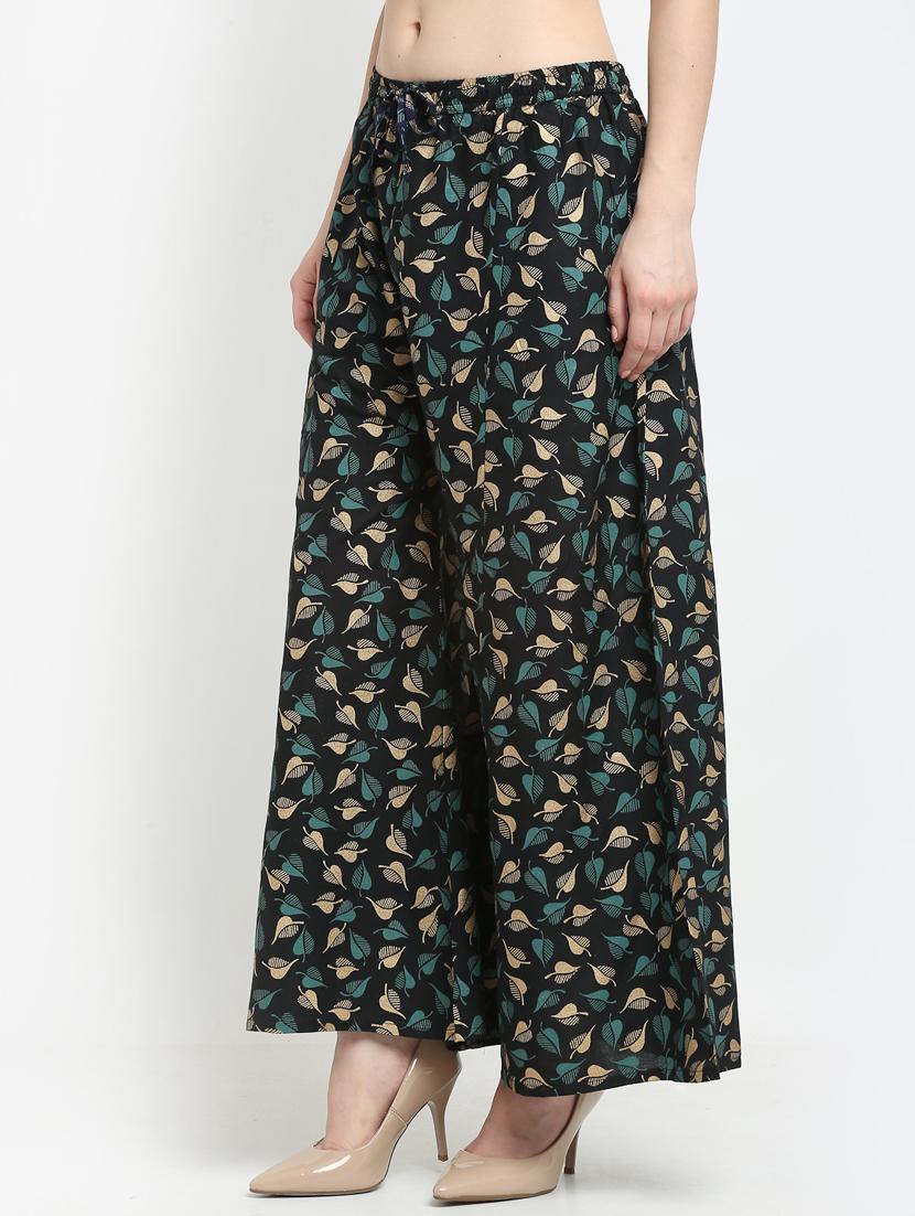 black rayon flared palazzo - 19125566 -  Standard Image - 1
