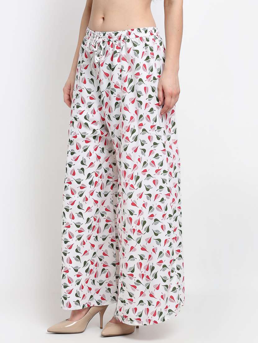 white rayon flared palazzo - 19125567 -  Standard Image - 1