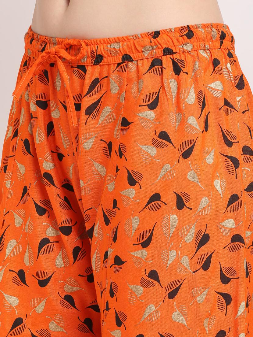 orange rayon flared palazzo - 19125570 - Standard Image - 4