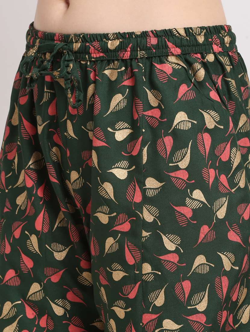 gold print rayon flared palazzo - 19125572 -  Standard Image - 4