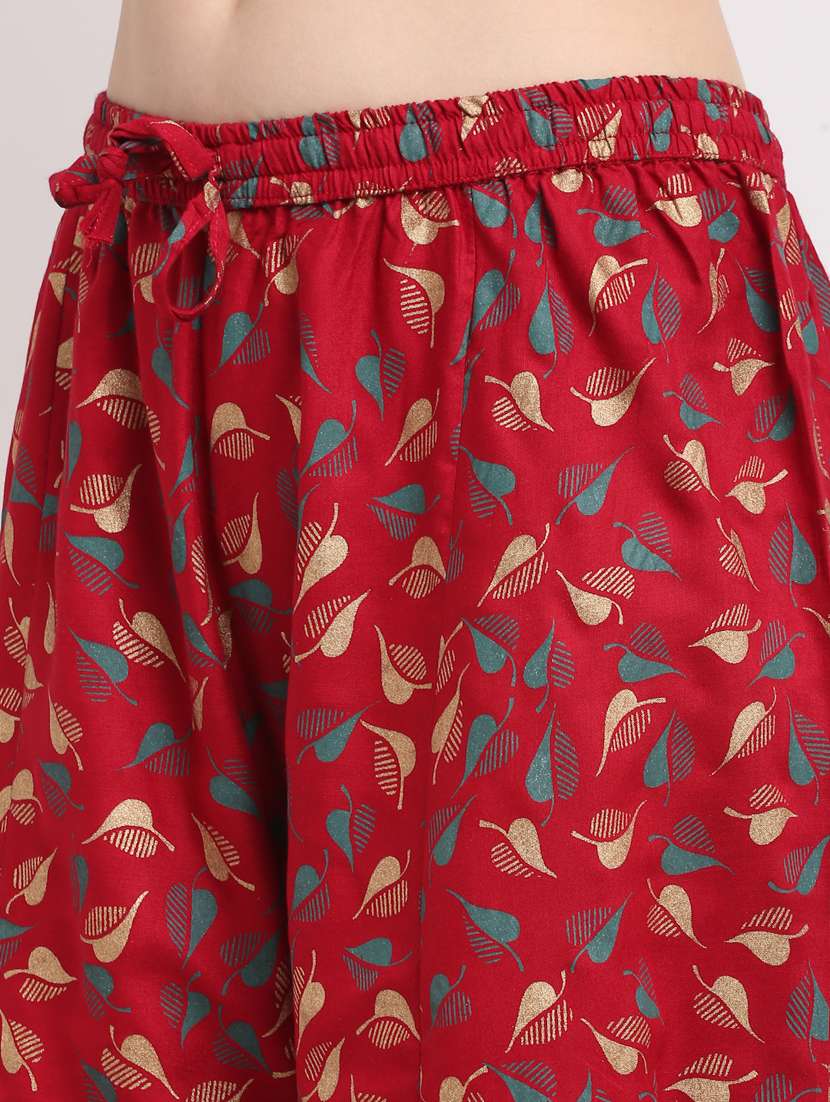 maroon rayon flared palazzo - 19125573 - Standard Image - 4