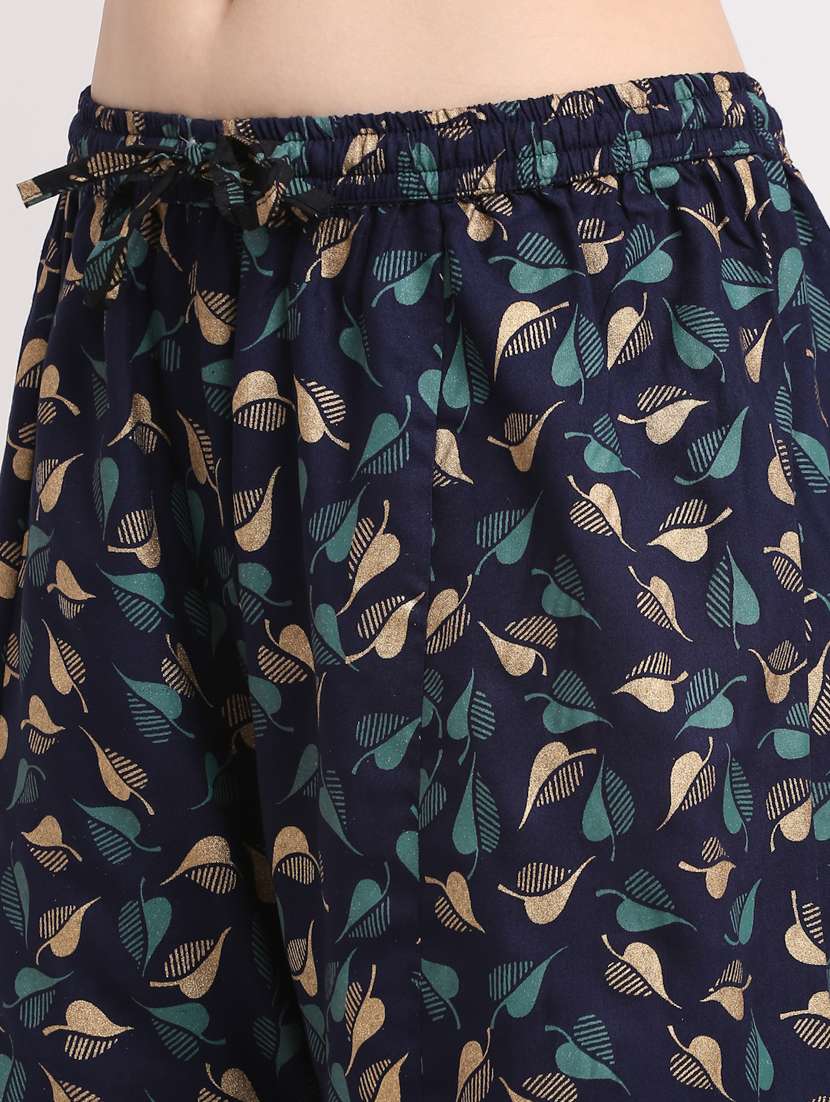 navy rayon flared palazzo - 19125575 -  Standard Image - 4