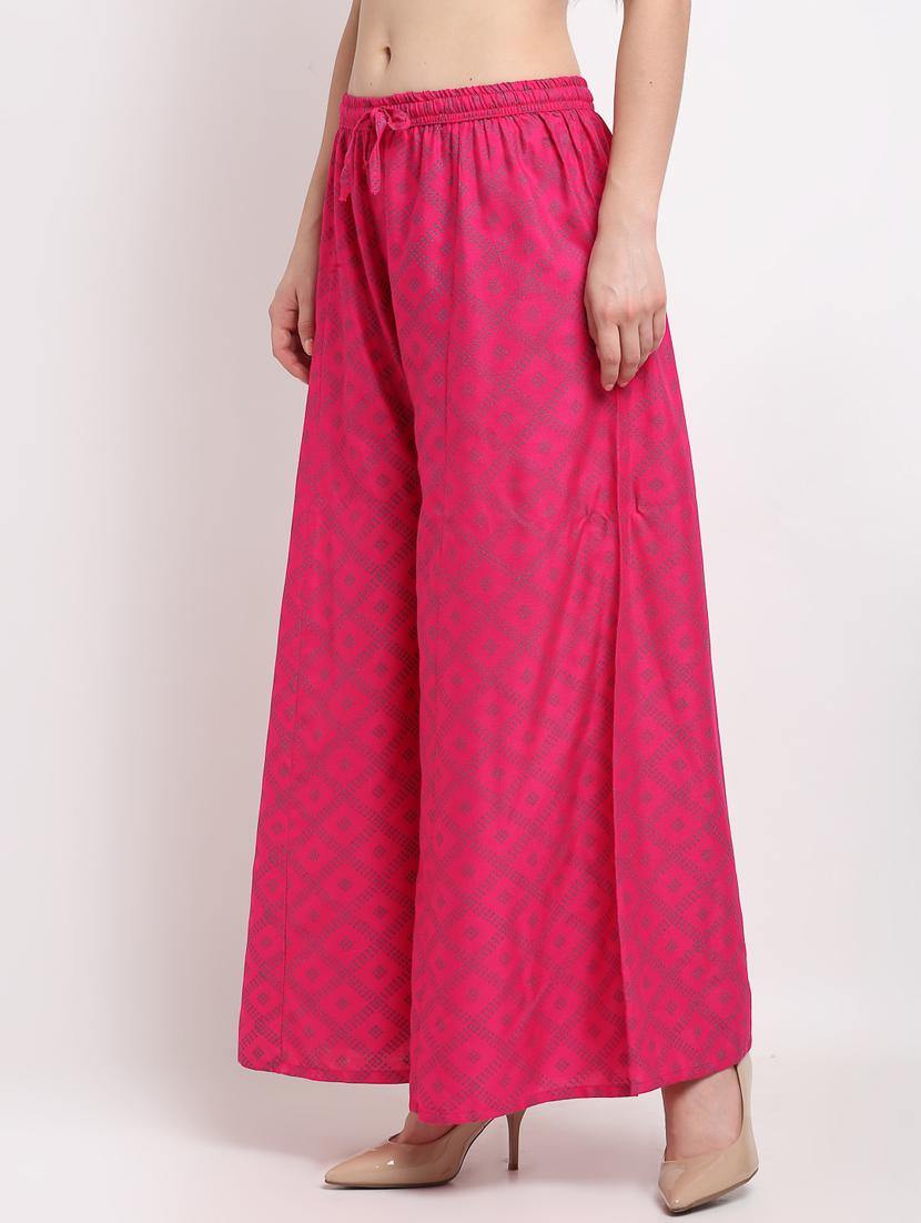 pink printed flared palazzo - 19125624 -  Standard Image - 1