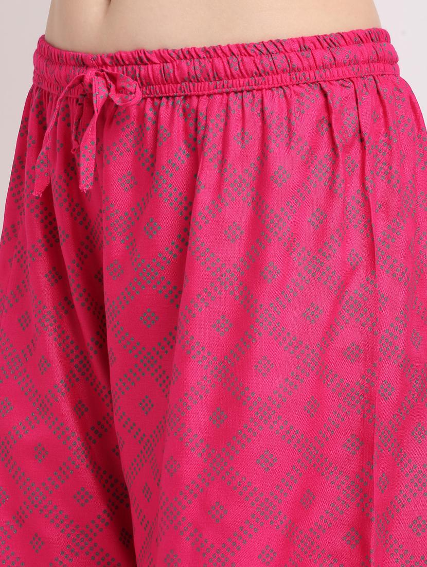 pink printed flared palazzo - 19125624 - Standard Image - 4