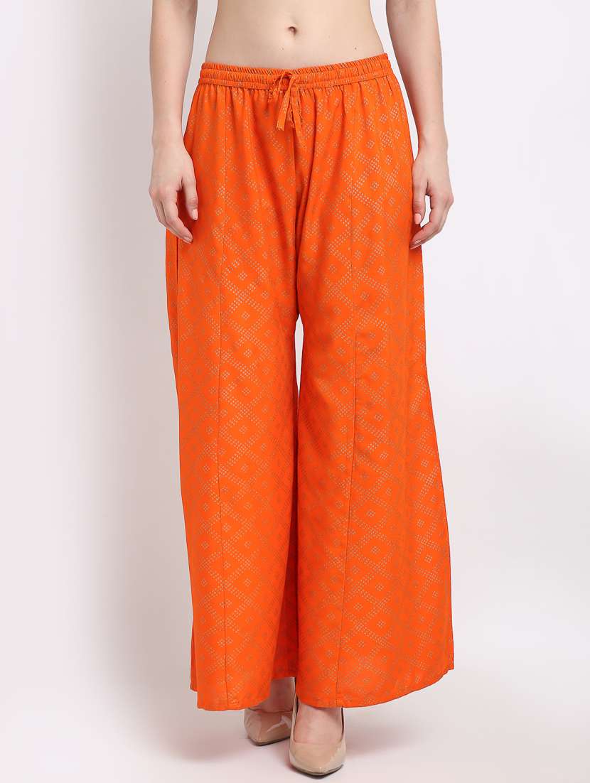 orange rayon palazzos