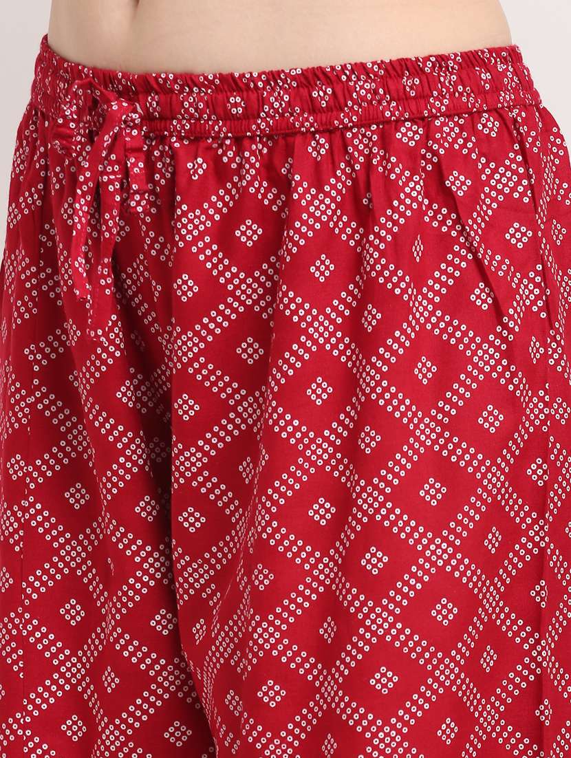 maroon printed flared palazzo - 19125628 - Standard Image - 4
