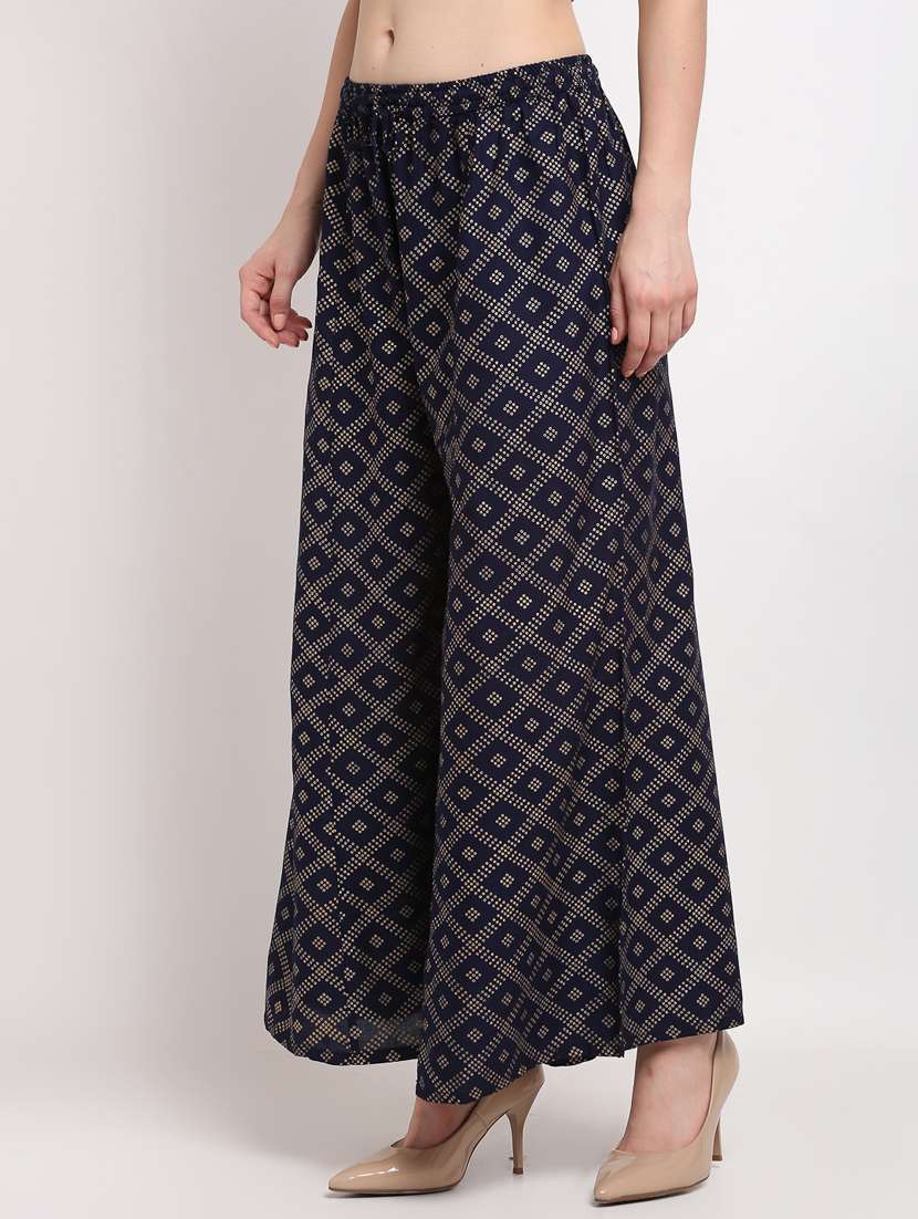 navy rayon palazzos - 19125630 -  Standard Image - 1