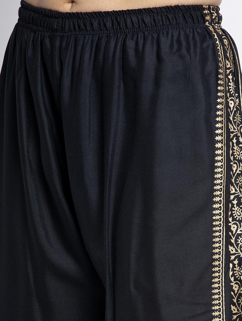 black rayon flared palazzo - 19125676 - Standard Image - 4