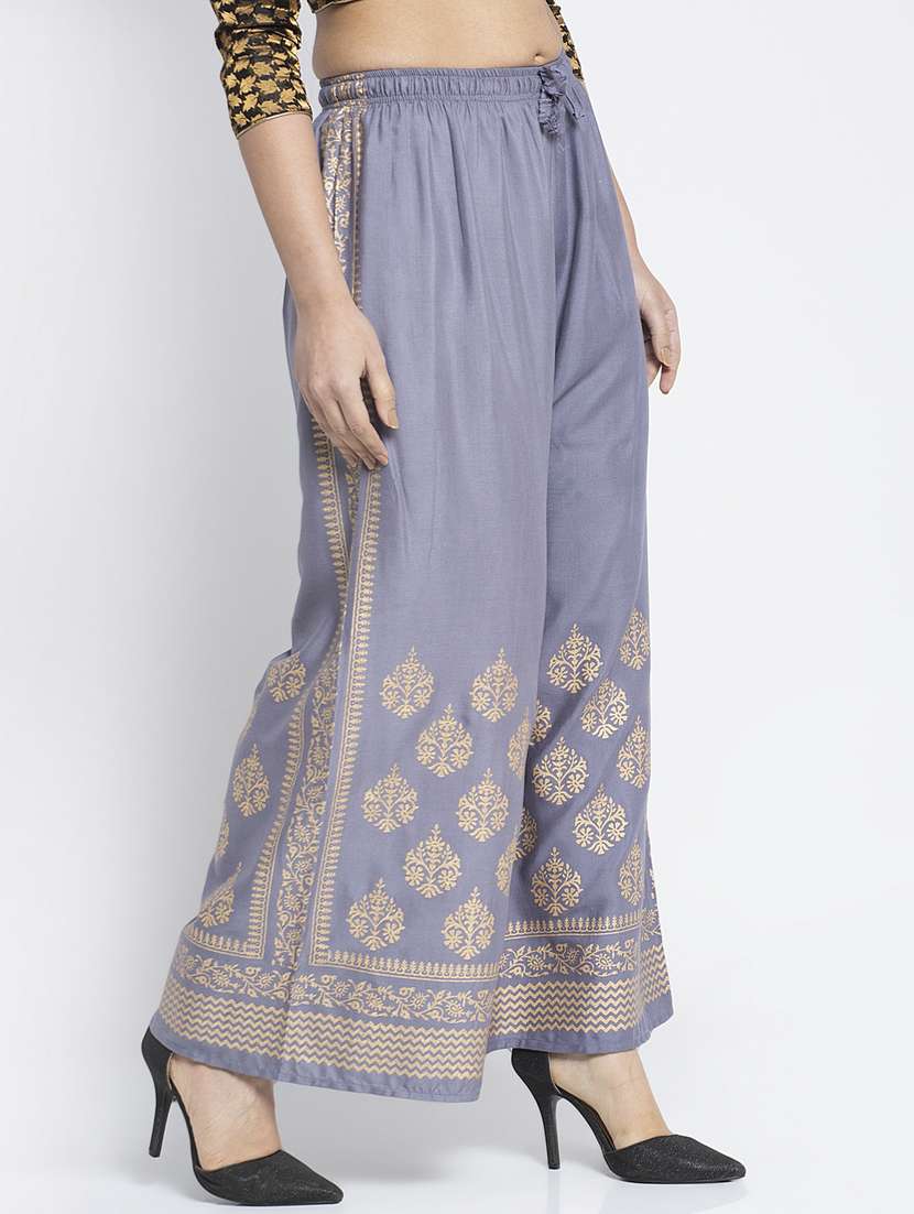 grey rayon flared palazzo - 19125679 - Standard Image - 1