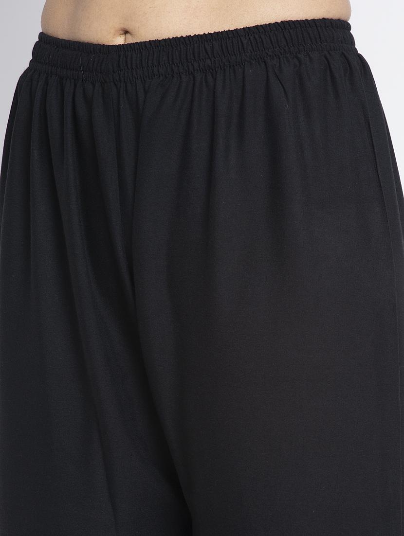 black schiffli work flared palazzo - 19125732 - Standard Image - 4