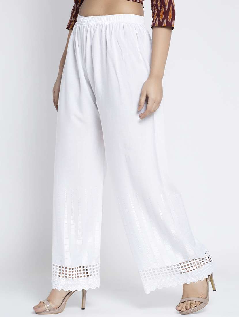 white solid cullottes palazzo - 19125733 -  Standard Image - 1