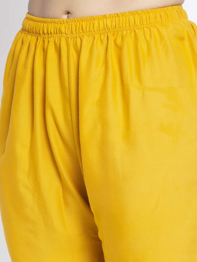yellow rayon flared palazzo - 19125737 - Standard Image - 4