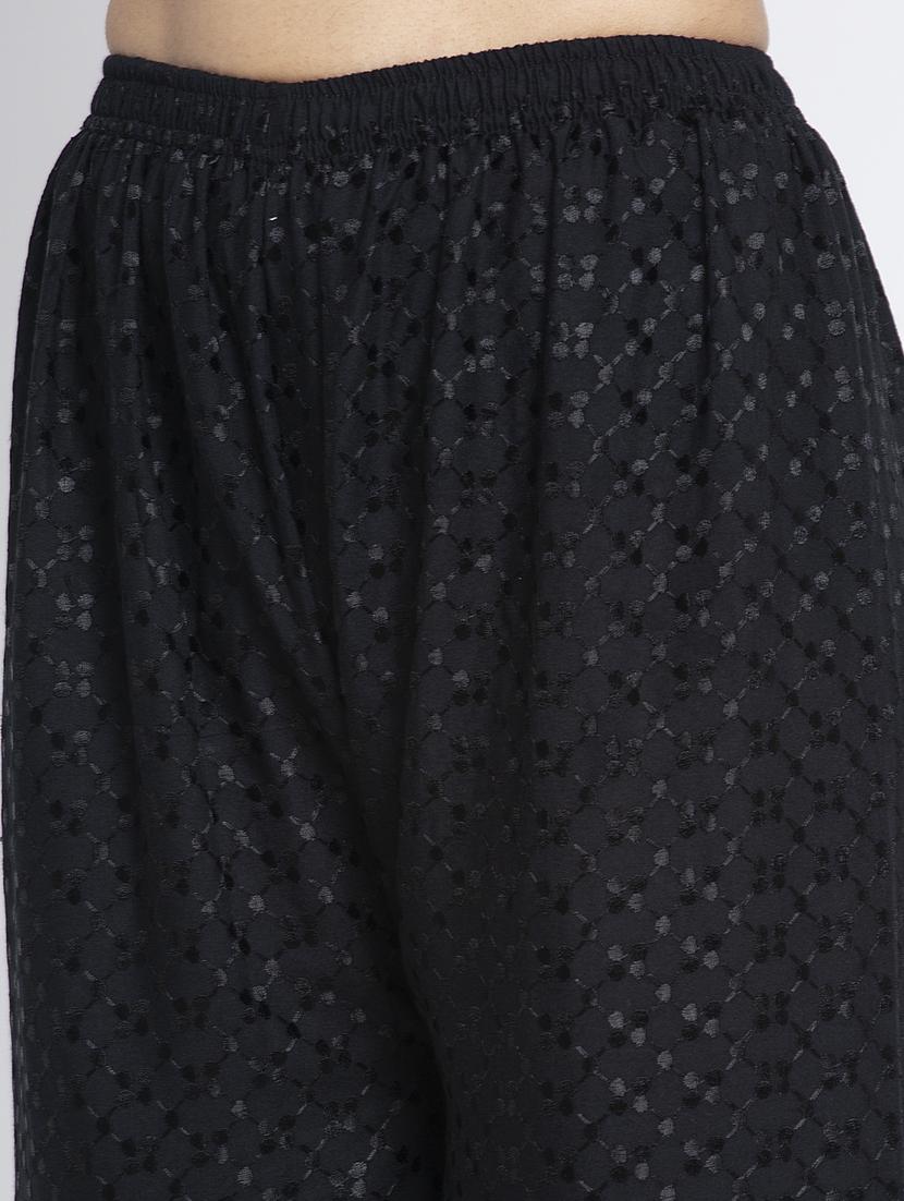 black cotton flared palazzo - 19125842 - Standard Image - 4