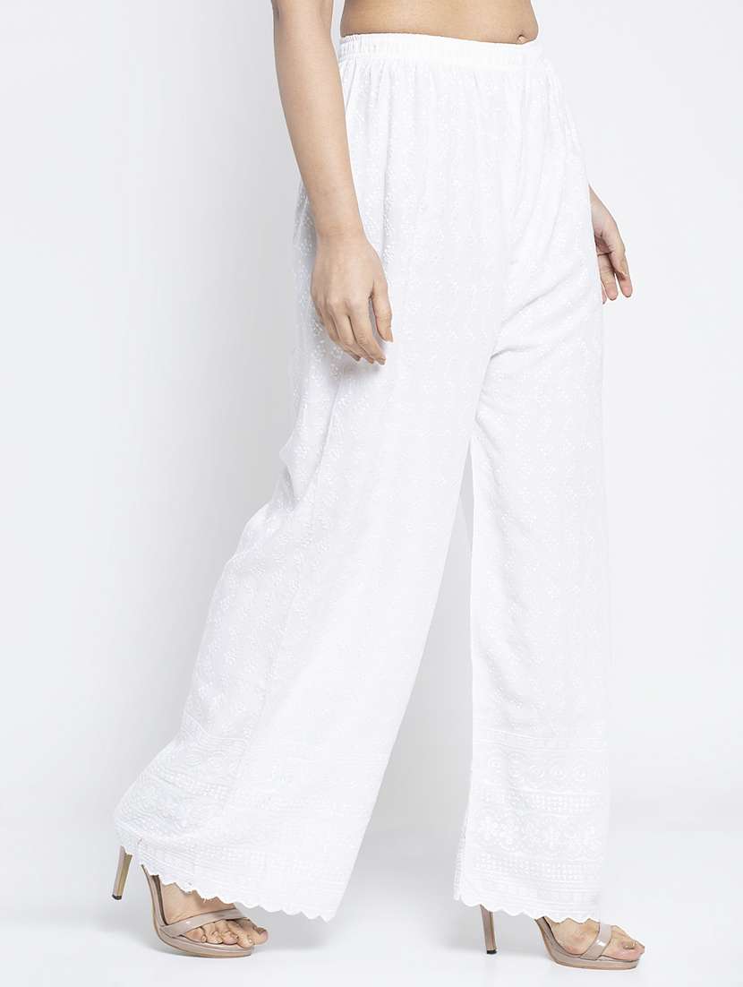 embroidered flared palazzo - 19125843 -  Standard Image - 1