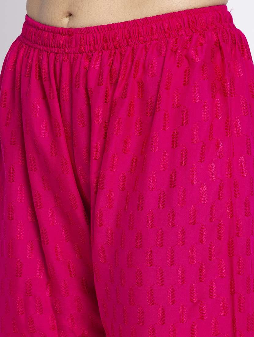 pink cotton flared palazzo - 19125847 -  Standard Image - 4