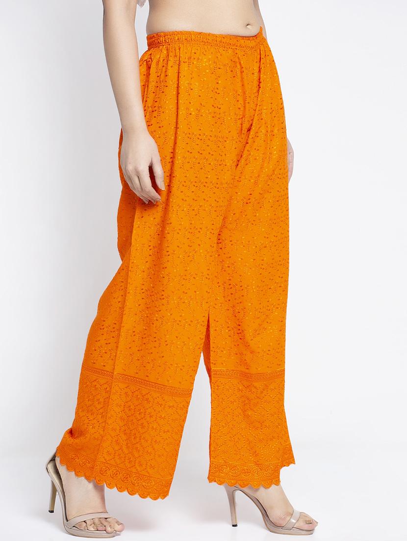 orange cotton flared palazzo - 19125848 - Standard Image - 1
