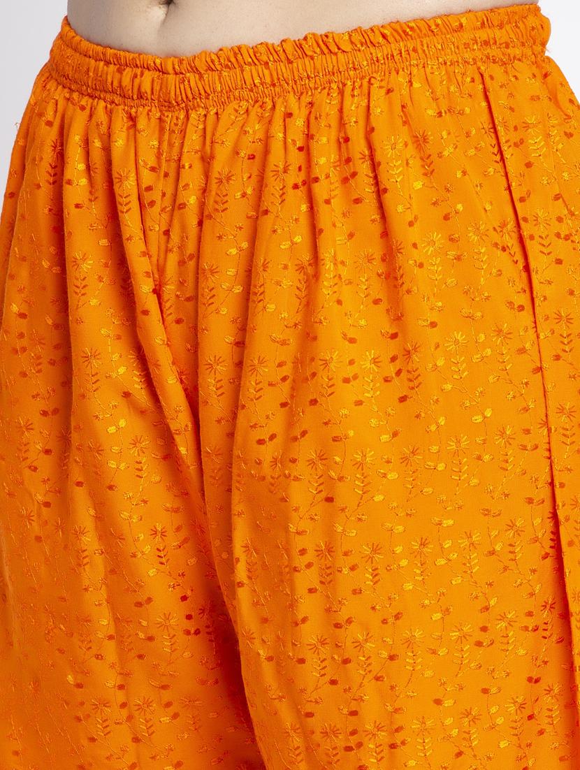 orange cotton flared palazzo - 19125848 - Standard Image - 4