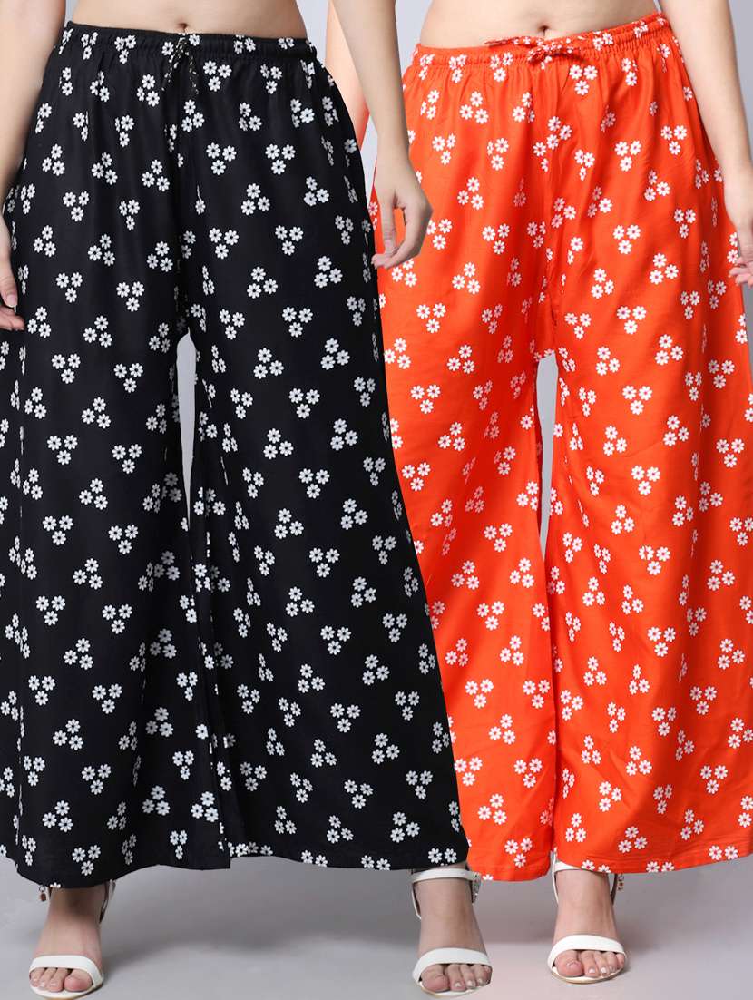 pack of 2 printed flared palazzo