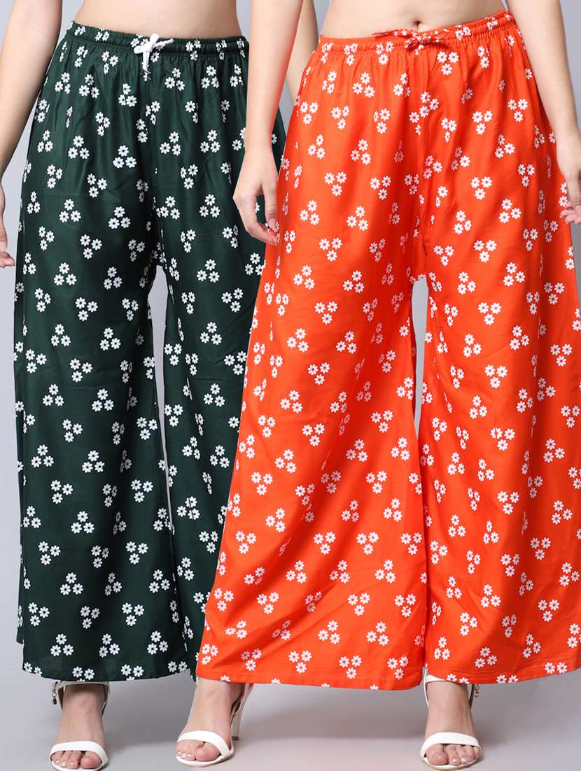 pack of 2 printed flared palazzo