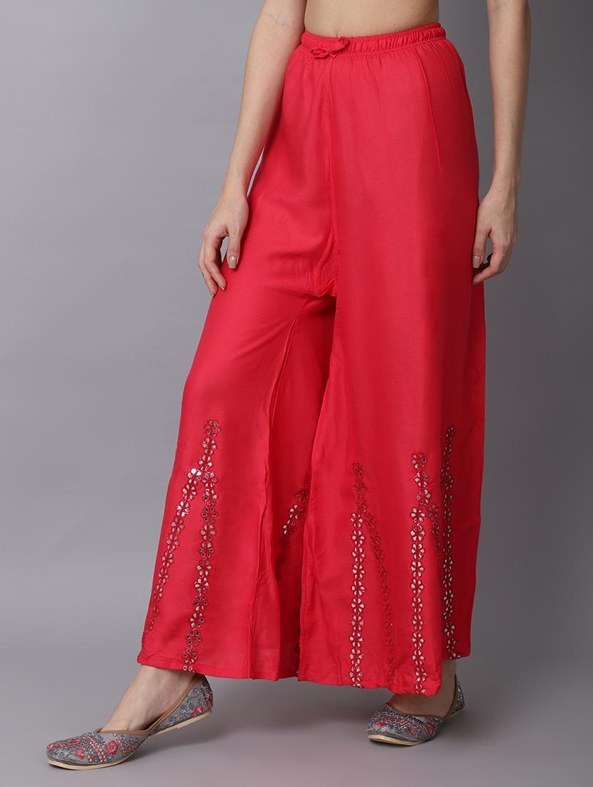 orange rayon flared palazzo - 19125962 - Standard Image - 1