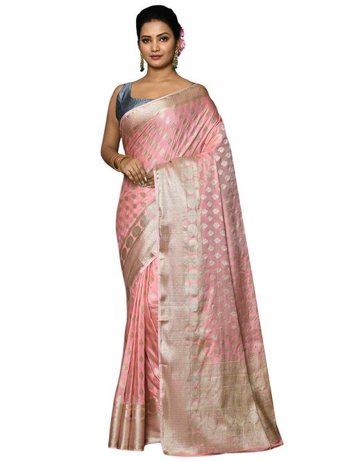 women pink banarasi saree with blouse - 19126213 - Standard Image - 0