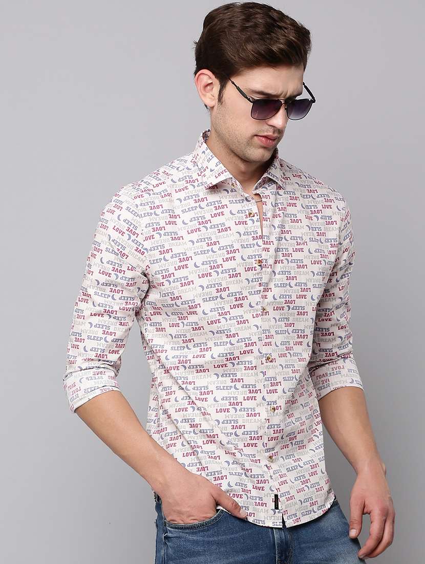 mens typography casual shirt - 19126268 - Standard Image - 1