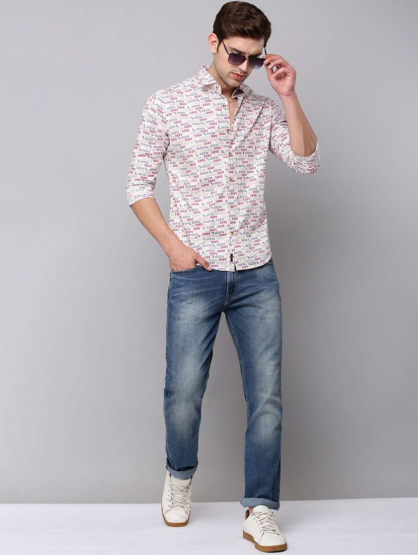 mens typography casual shirt - 19126268 - Standard Image - 4