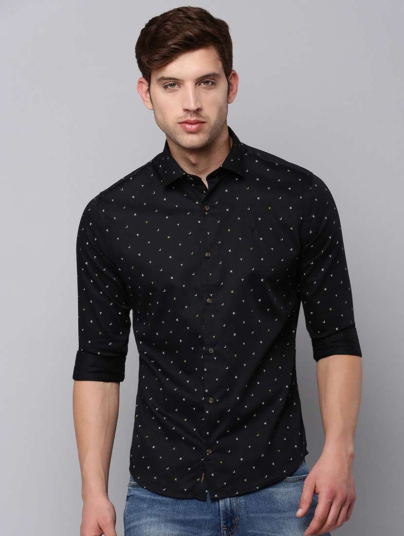 mens micro print casual shirt
