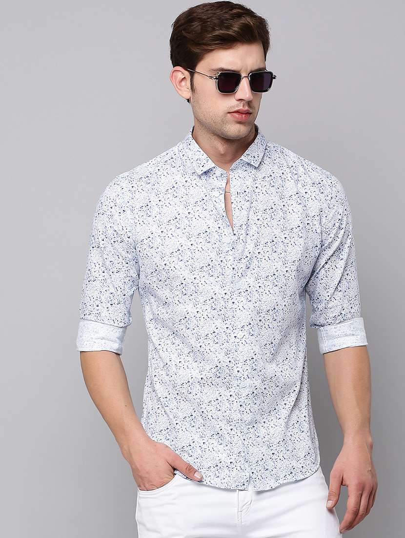 mens micro print casual shirt - 19126278 -  Standard Image - 1