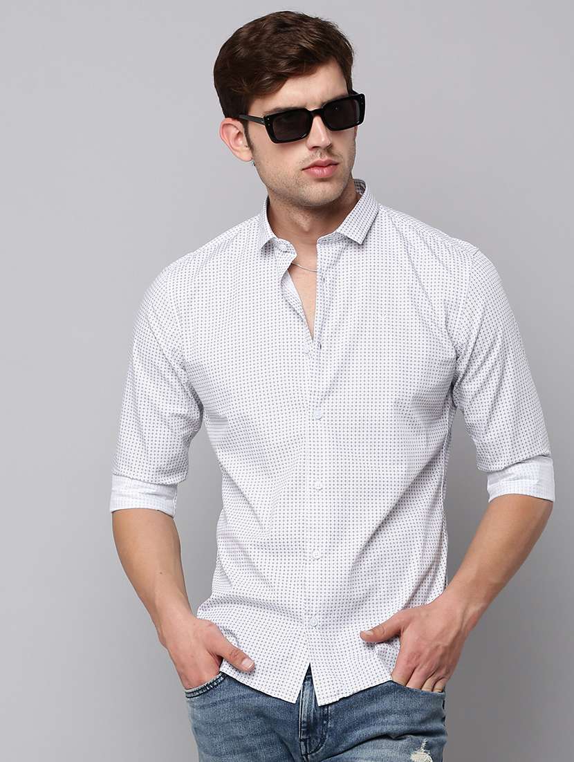 mens micro print casual shirt - 19126283 -  Standard Image - 1