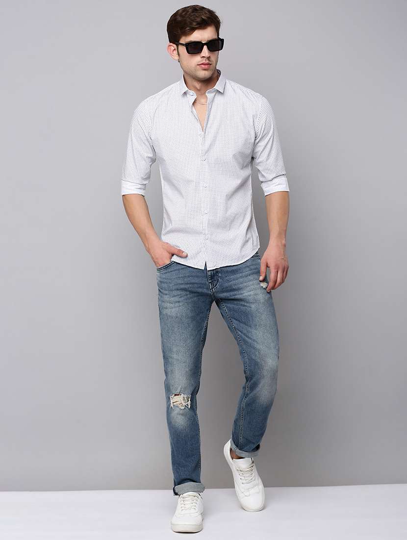 mens micro print casual shirt - 19126283 -  Standard Image - 4