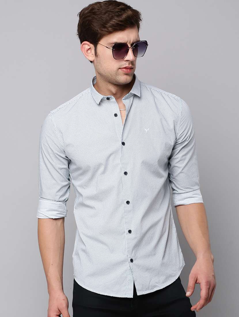 mens micro print casual shirt - 19126284 -  Standard Image - 1