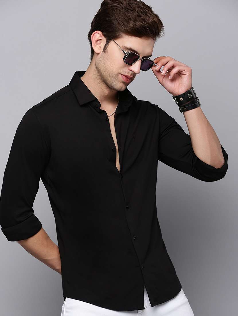 mens solid casual shirt - 19126357 -  Standard Image - 1