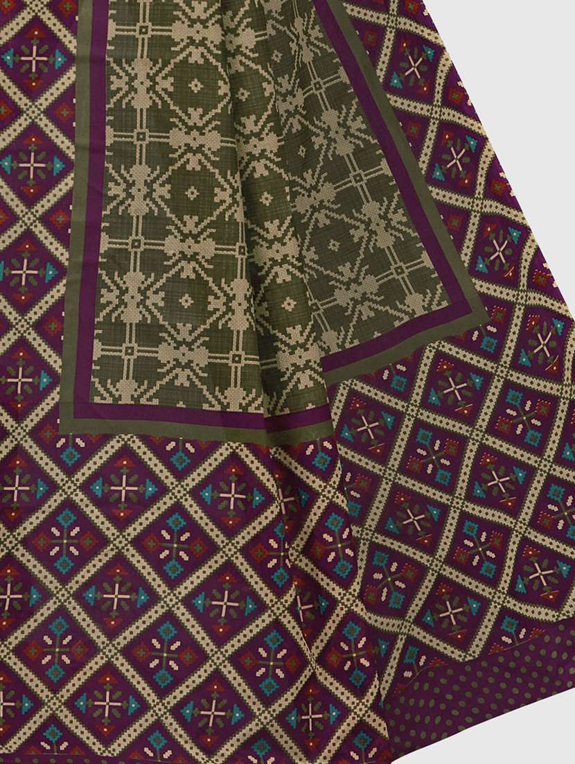 mehandi cotton printed saree with blouse - 19126610 - Standard Image - 1