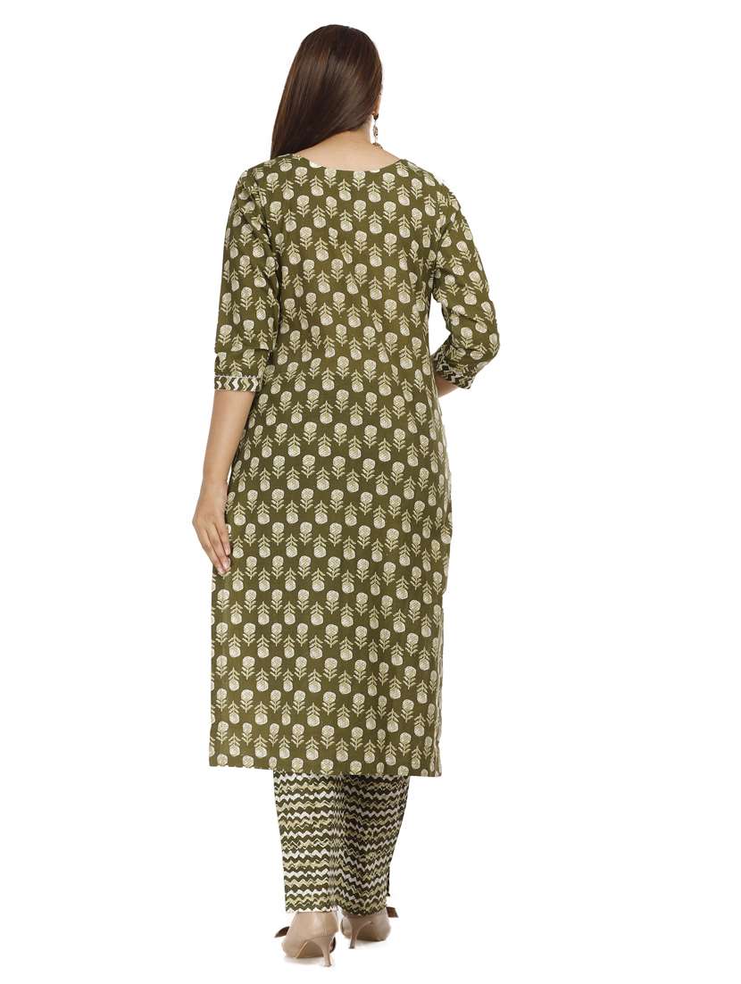 Women Three Quarter Sleeve Kurta Pant With Dupatta Set