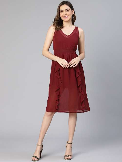 women's ruffle solid dress - 19127299 -  Standard Image - 0