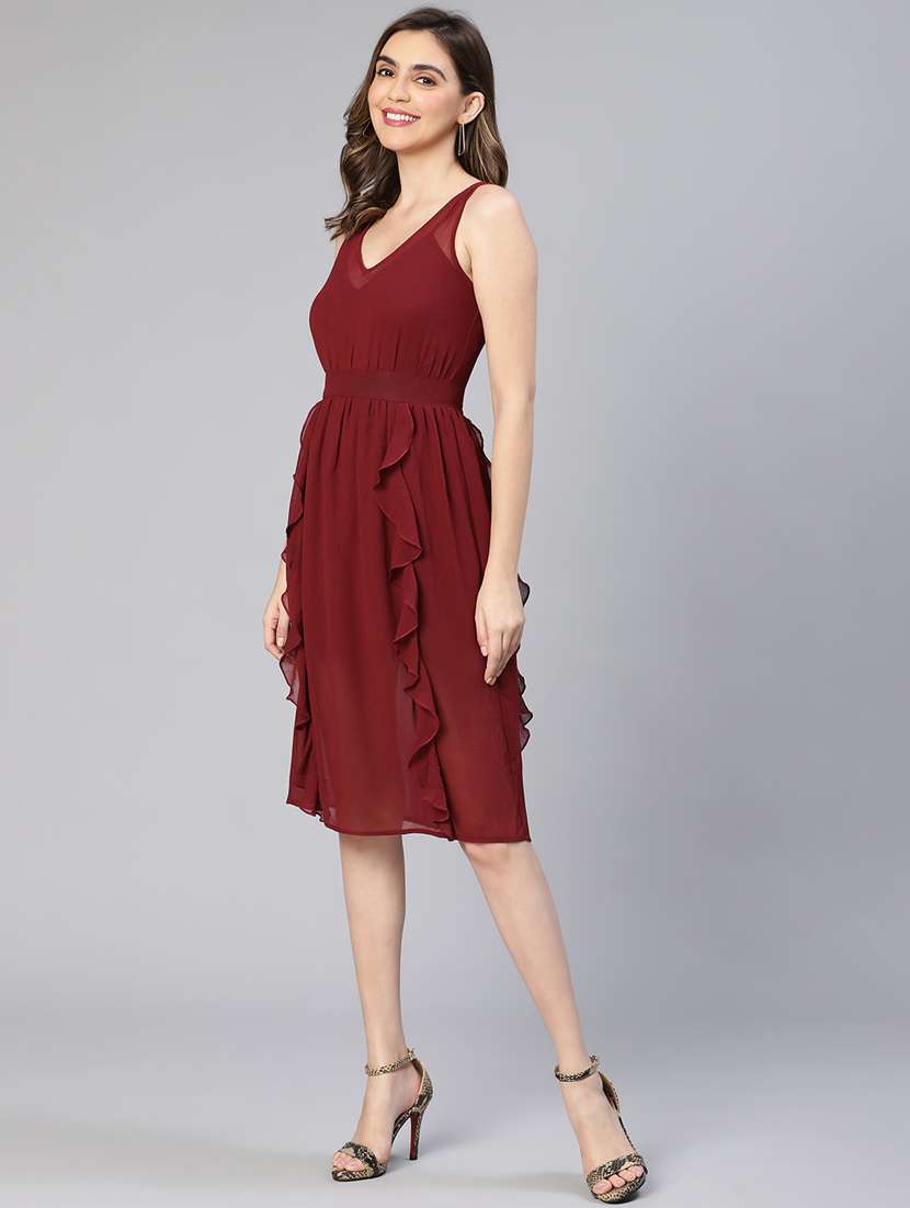 women's ruffle solid dress - 19127299 -  Standard Image - 1