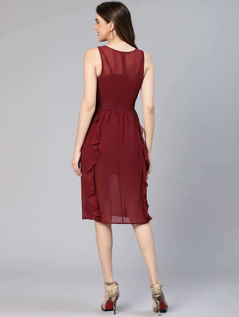 women's ruffle solid dress - 19127299 - Standard Image - 4
