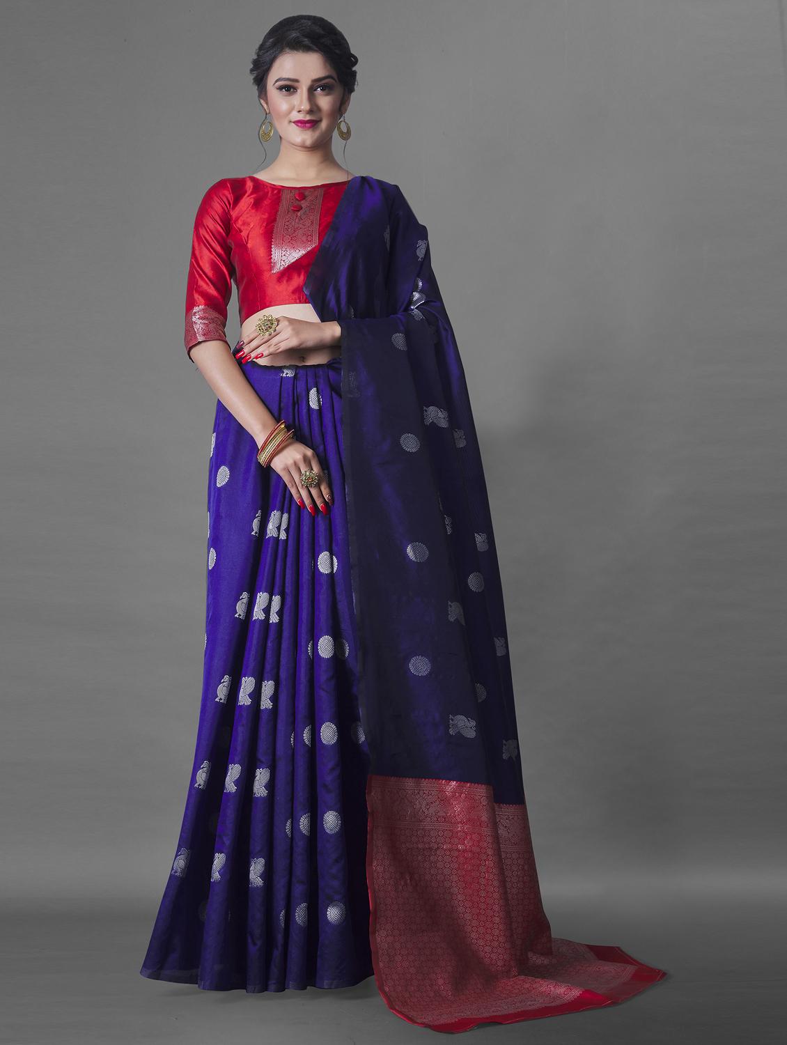 women's self design blue colored saree - 19127387 - Standard Image - 1