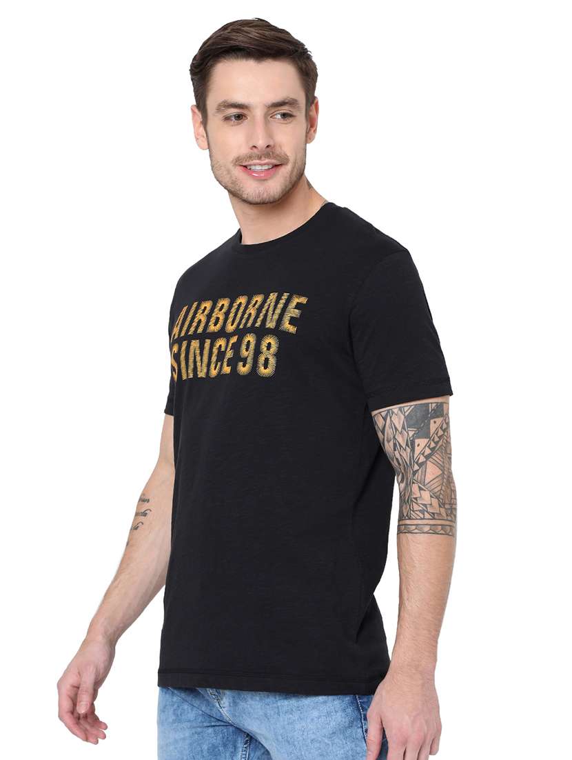 round neck chest printed t-shirt - 19127577 - Standard Image - 1