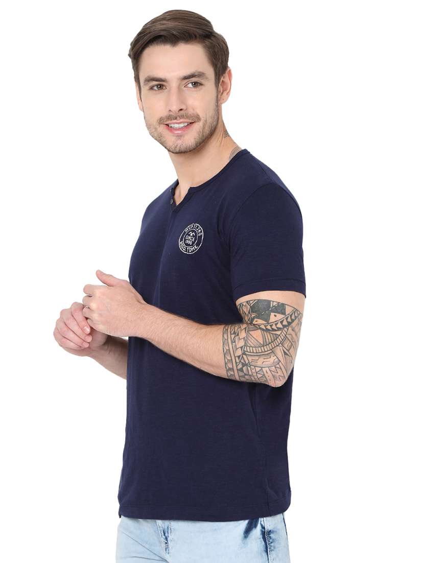 navy blue half sleeves slim fit t-shirt - 19127580 - Standard Image - 1