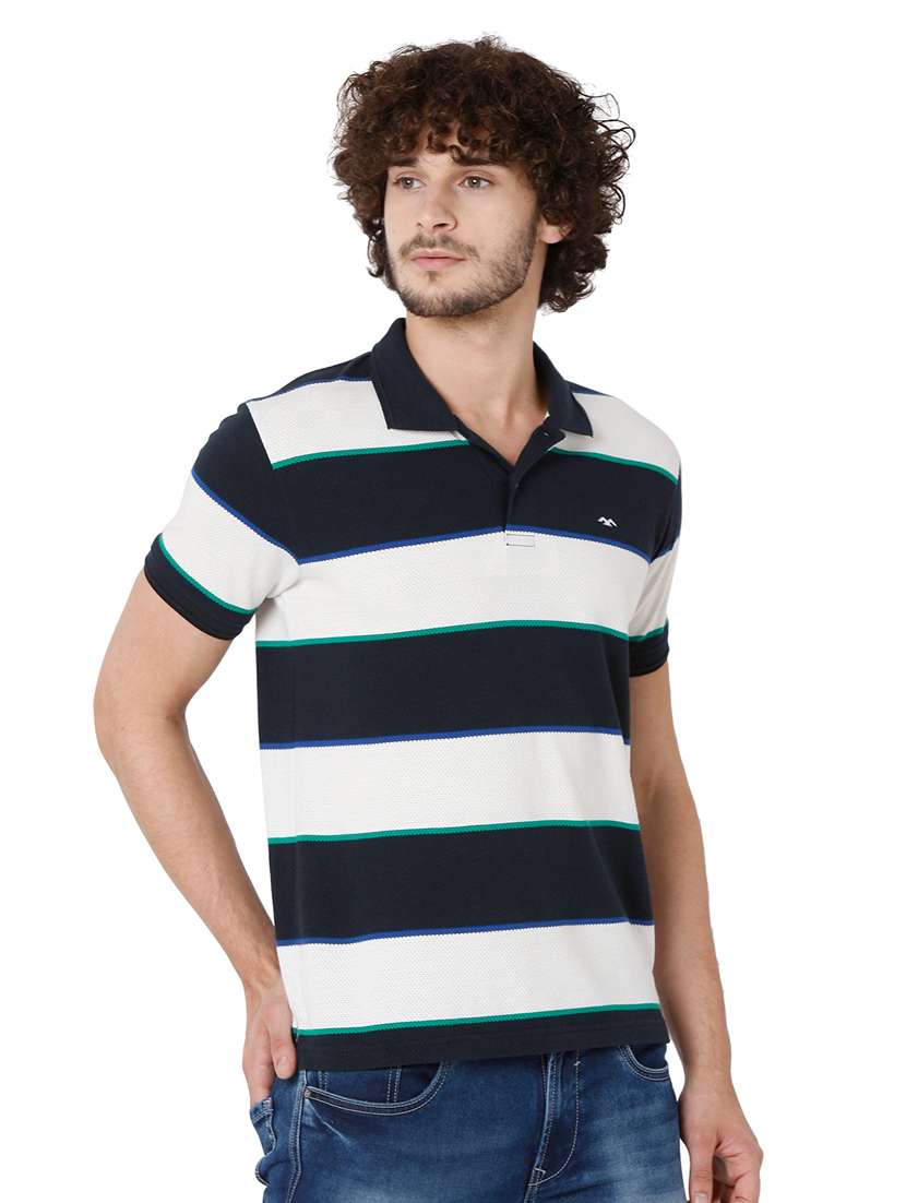 polo neck striped t-shirt - 19127587 - Standard Image - 1