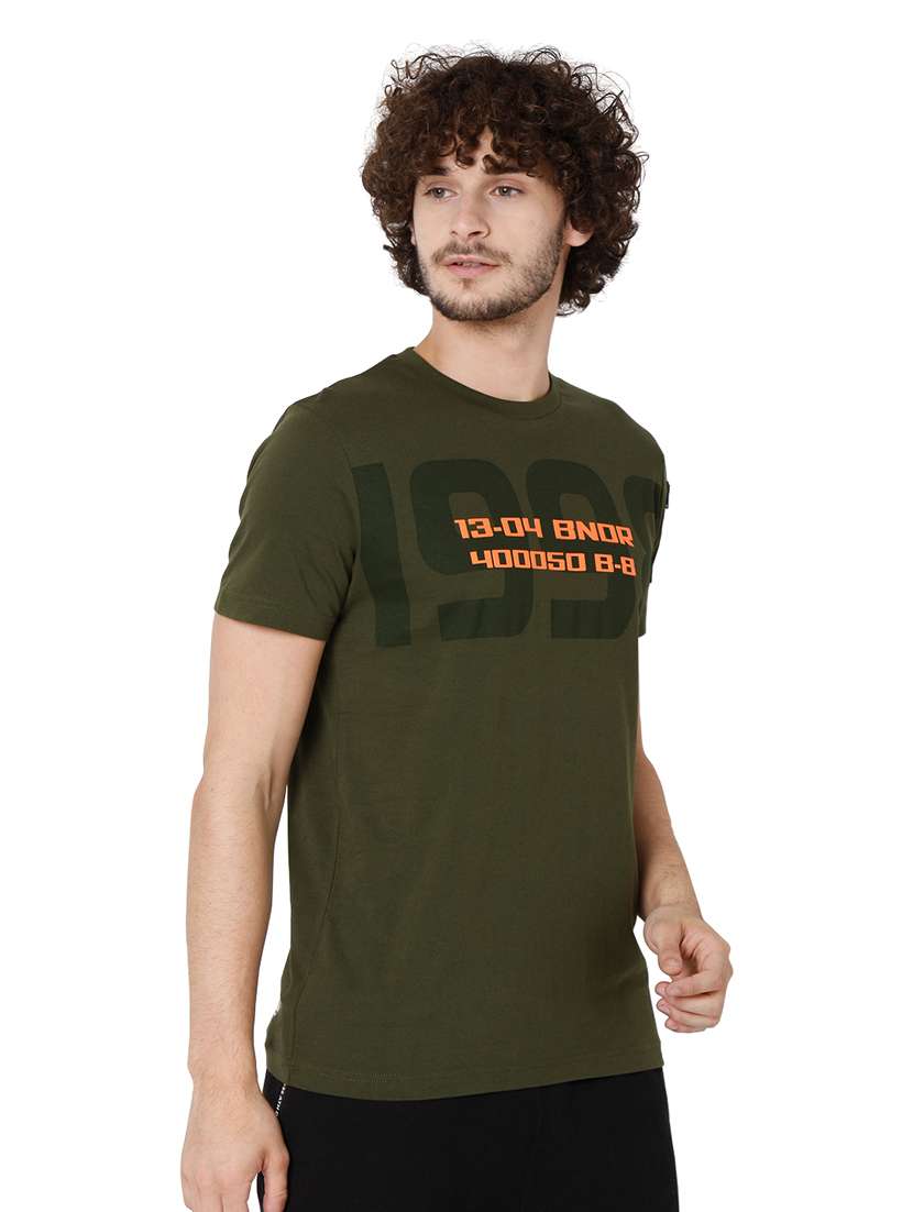 round neck chest printed t-shirt - 19127597 - Standard Image - 1